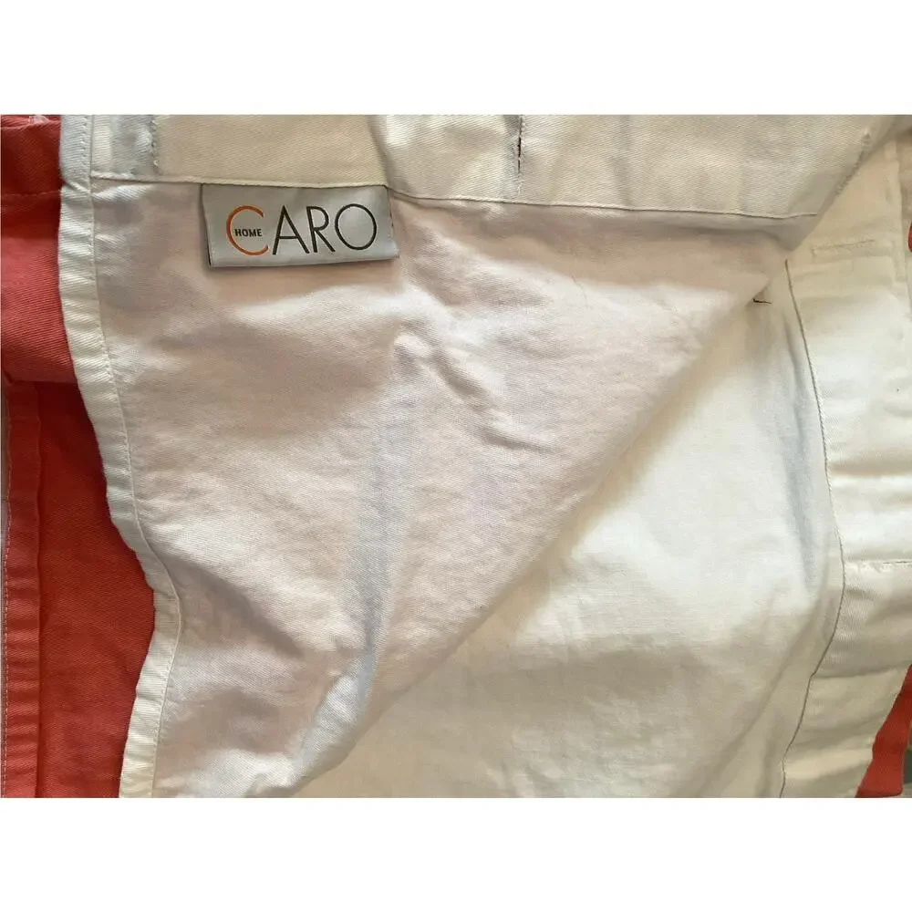 Caro Home Cotton-Blend Stripe and Colorblock Peach White Gray Shower Curtain